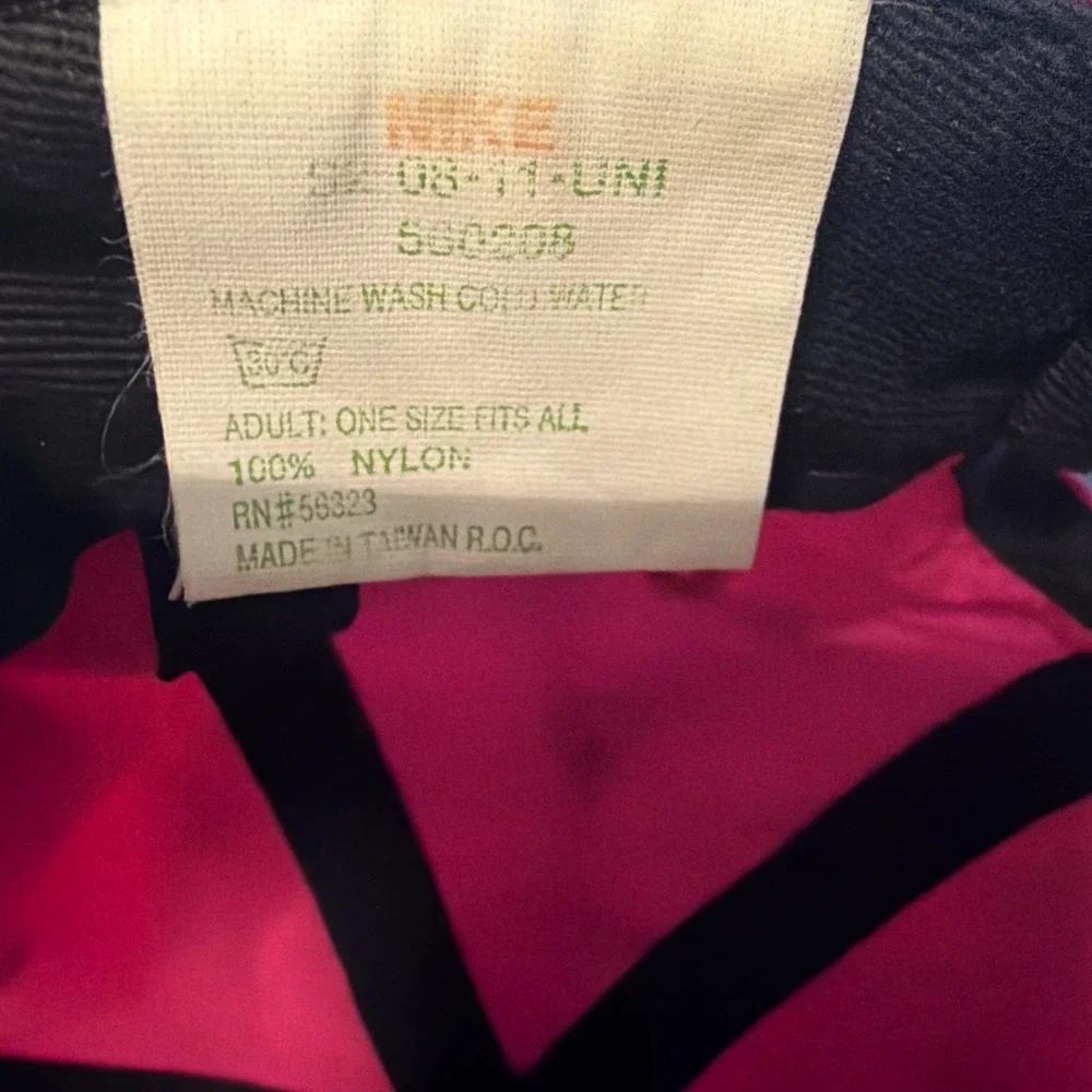 VTG NIKE Swoosh Spell Out Nylon Neon Pink RARE Retro 80s 90s Running Panel Hat